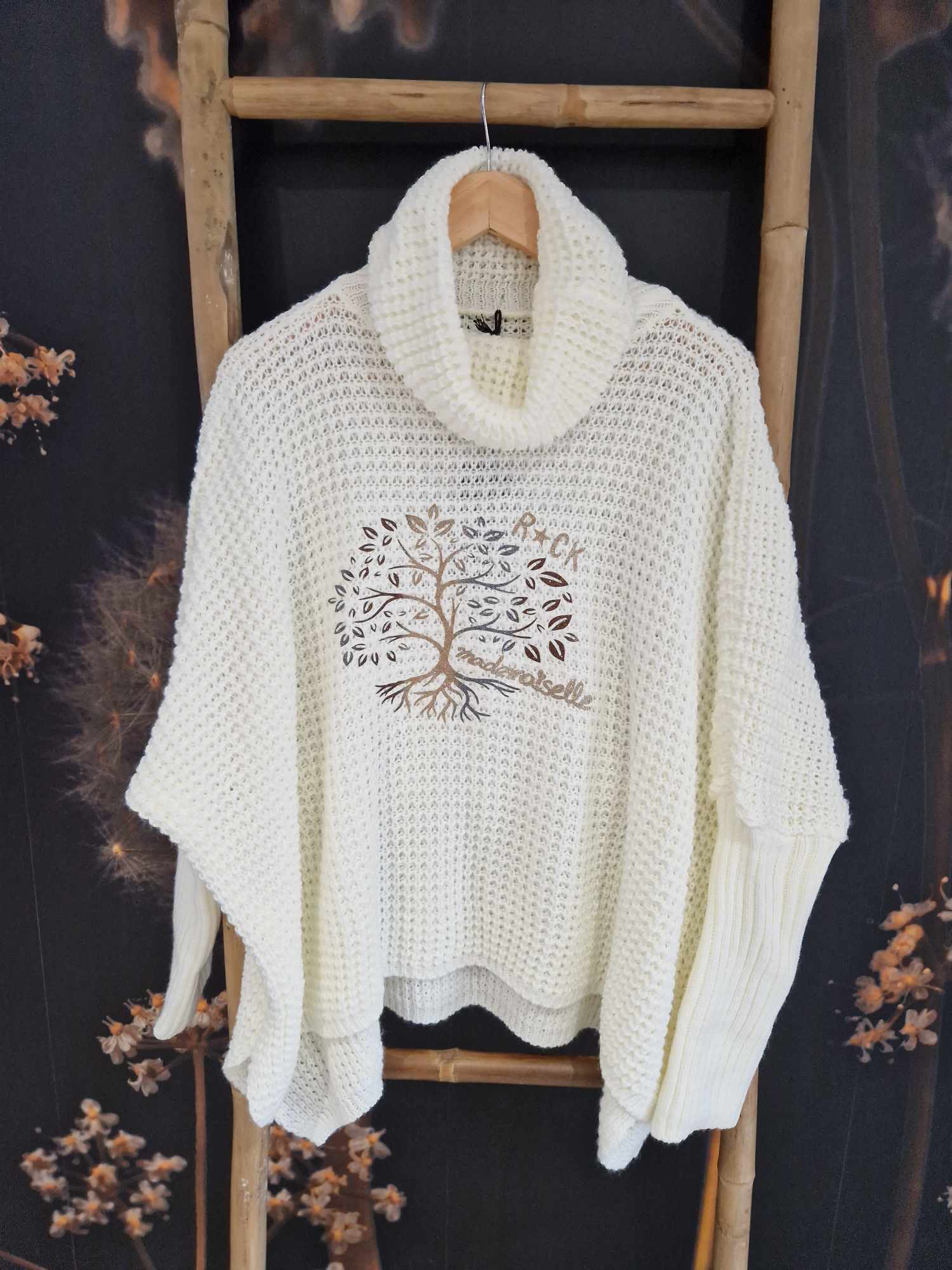 PULL COL ROULE "ARBRE DE VIE"