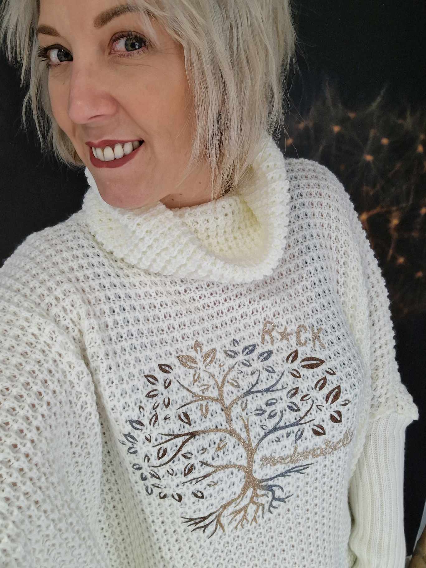 PULL COL ROULE "ARBRE DE VIE"